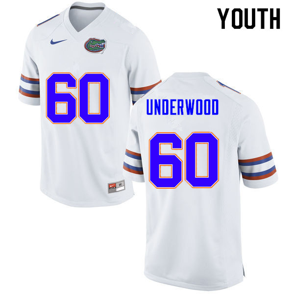 Youth #60 Houston Underwood Florida Gators College Football Jerseys Sale-White